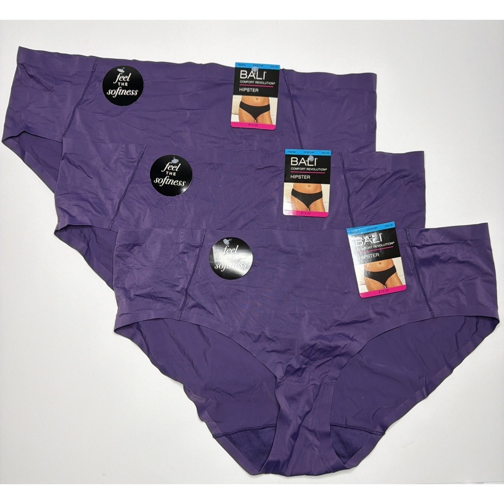 Bali Barely There Invisible Look Hipster Panties DMBTHB 2XL/9 Purple 3 PK